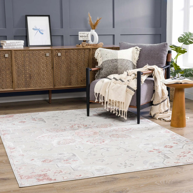 Calum Pink Floral Thick Area Rug - Clearance by Boutique Rugs