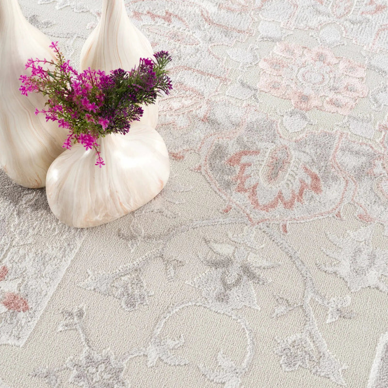 Calum Pink Floral Thick Area Rug - Clearance by Boutique Rugs