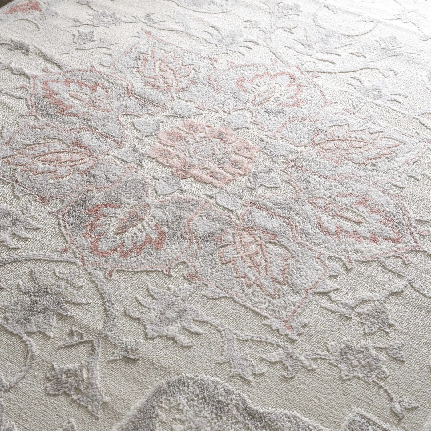 Calum Pink Floral Thick Area Rug - Clearance by Boutique Rugs