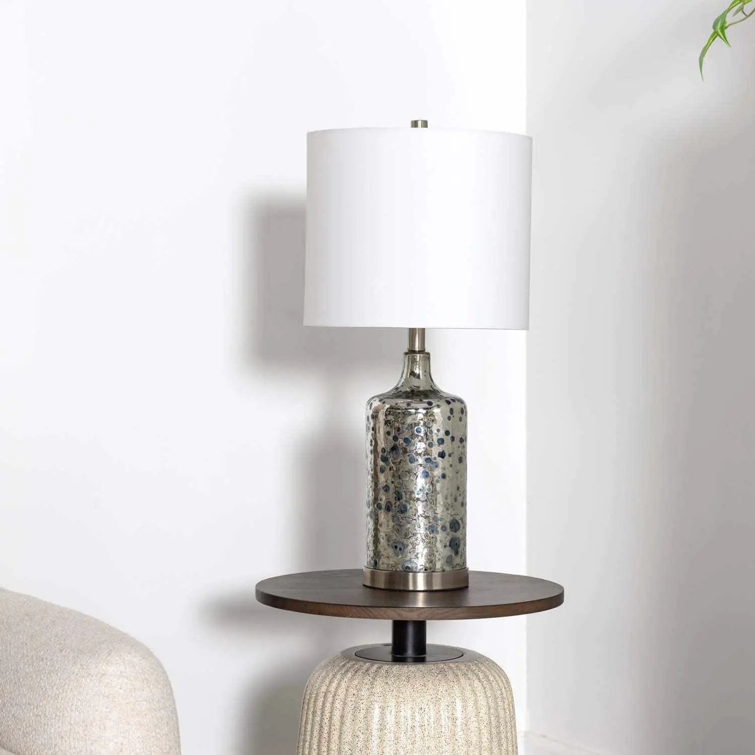 Lentner Ribbed White Ceramic Table Lamp by Boutique Rugs