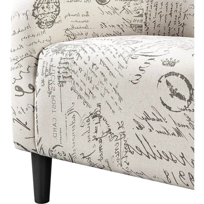 Letter Print French Upholstered Barrel Chair and Ottoman Set by HomePacific