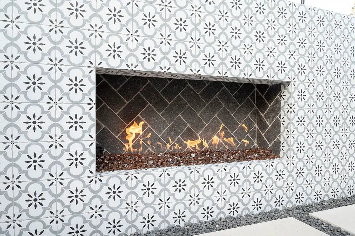 Copper Brown Crushed Glass Pavers in a finished room