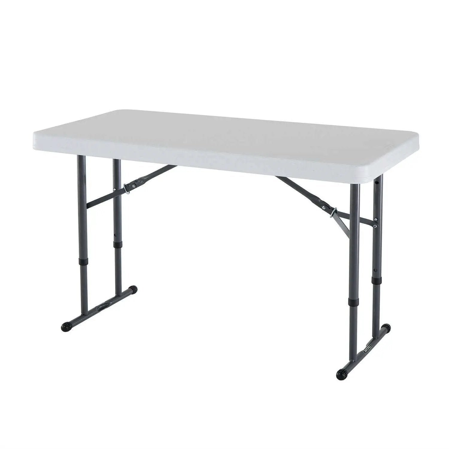 Adjustable Height 4-Foot Commercial Folding Table with White HDPE Top by HomePacific
