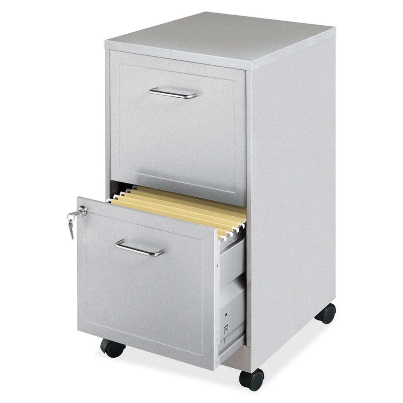 Gray Silver Metal 2-Drawer File Cabinet with Casters by HomePacific
