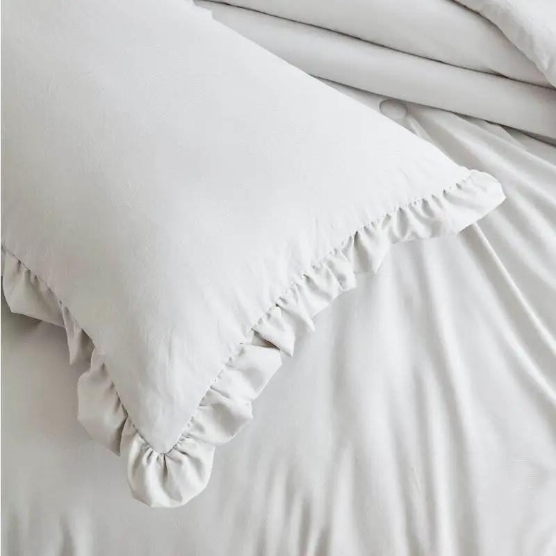 Queen Oversized Grey Ruffled Edge Microfiber Comforter Set by HomePacific