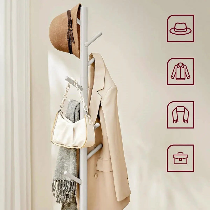 Modern Farmhouse Solid Wood Coat Rack Entryway Hall Tree Hat Stand in Light Grey by HomePacific