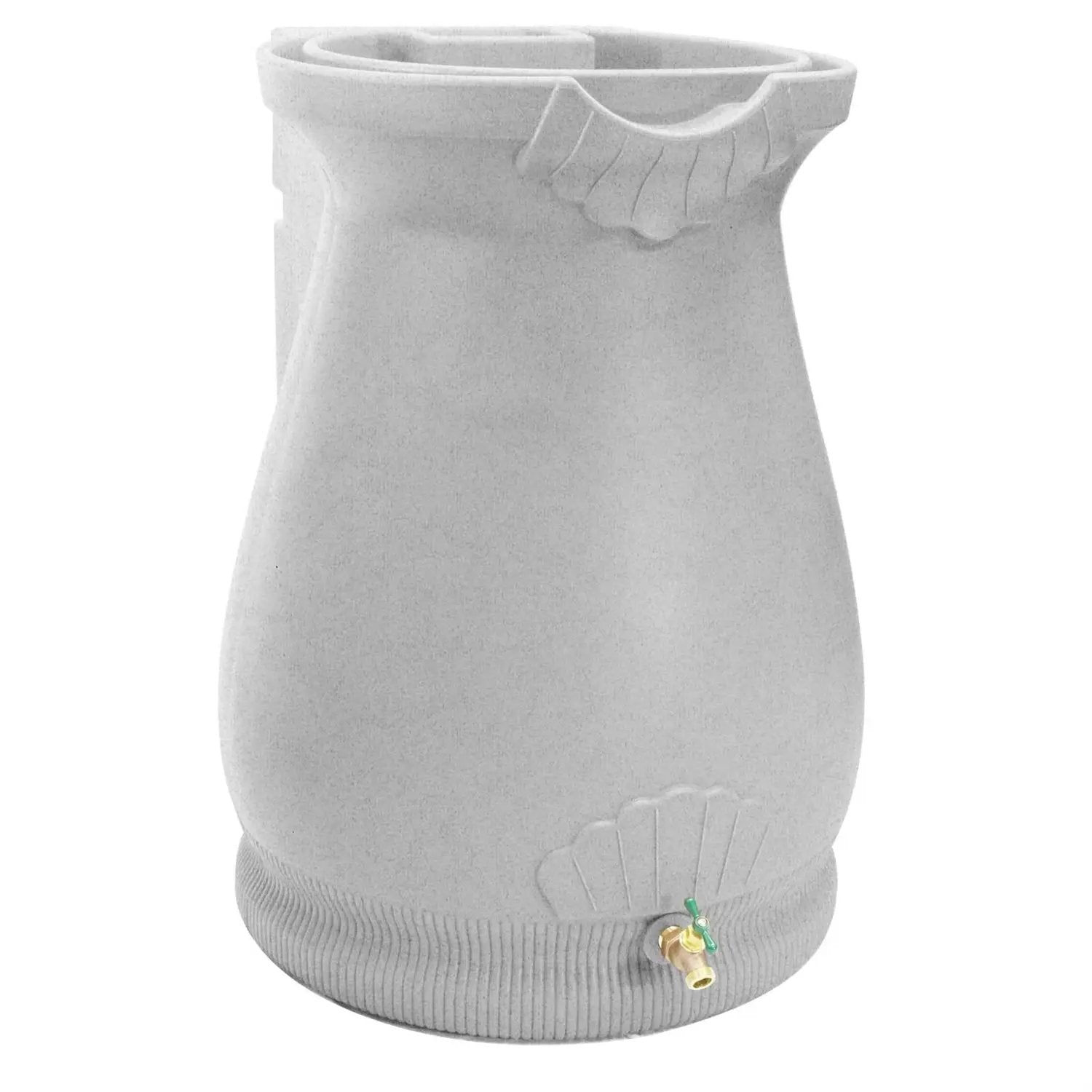 Light Grey Granite 65 Gallon Plastic Urn Rain Barrel with Planter Top by HomePacific