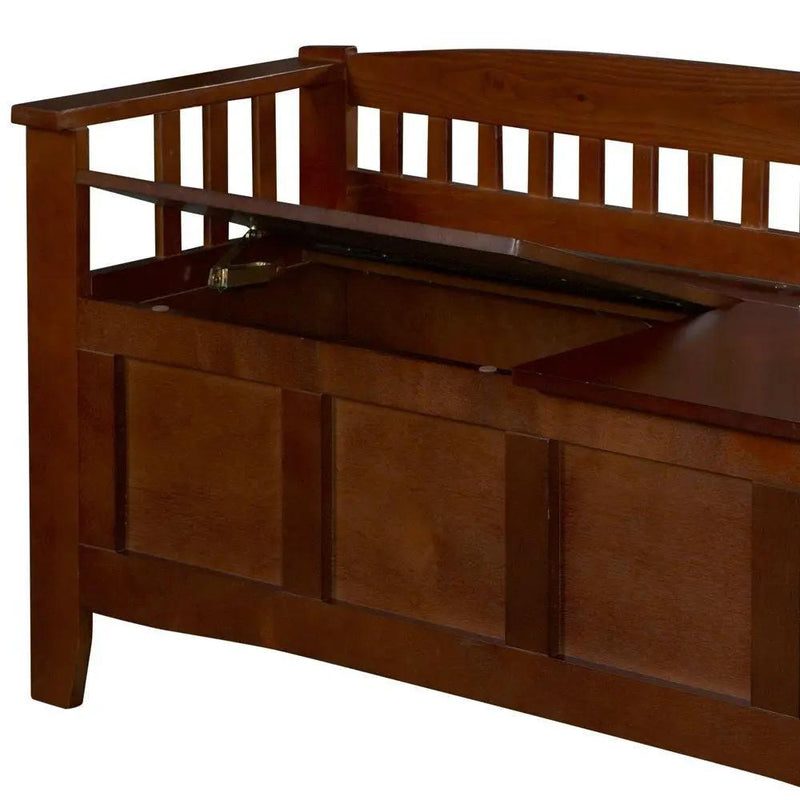 Split Seat Storage Accent Bench in Walnut Wood Finish by HomePacific