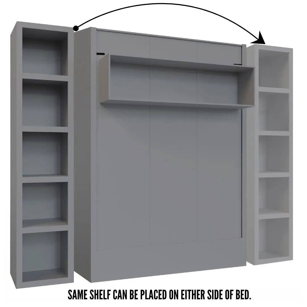 Easy-Lift Full Murphy Wall Bed in Grey with Bookshelf by Sharicks