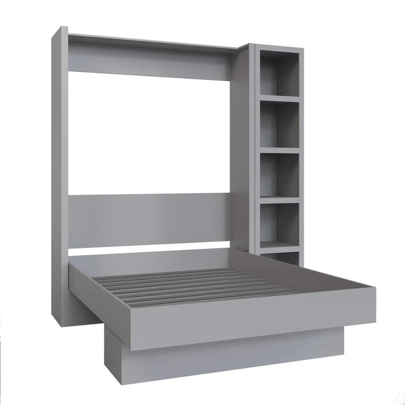 Easy-Lift Queen Murphy Wall Bed in Grey with Bookshelf by Sharicks
