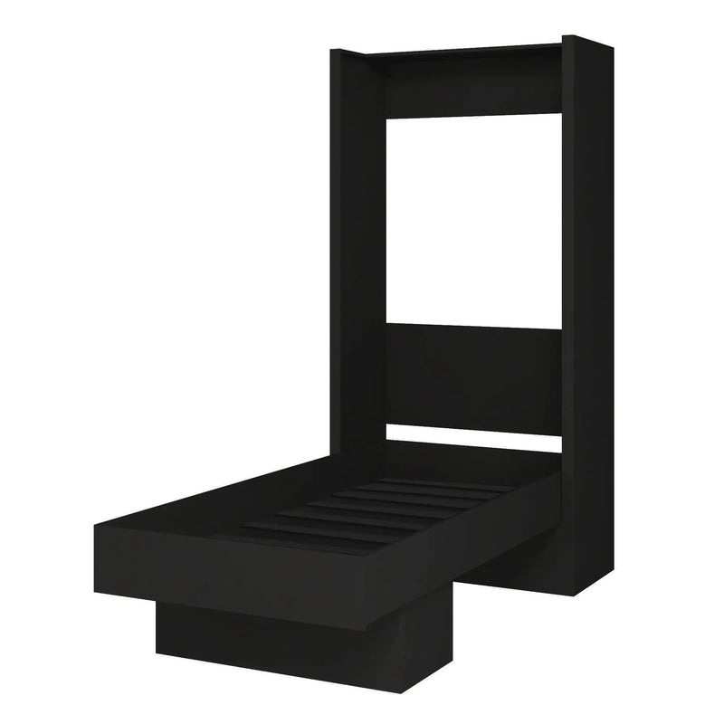 Easy-Lift Twin Murphy Wall Bed in Black with Shelf by Sharicks