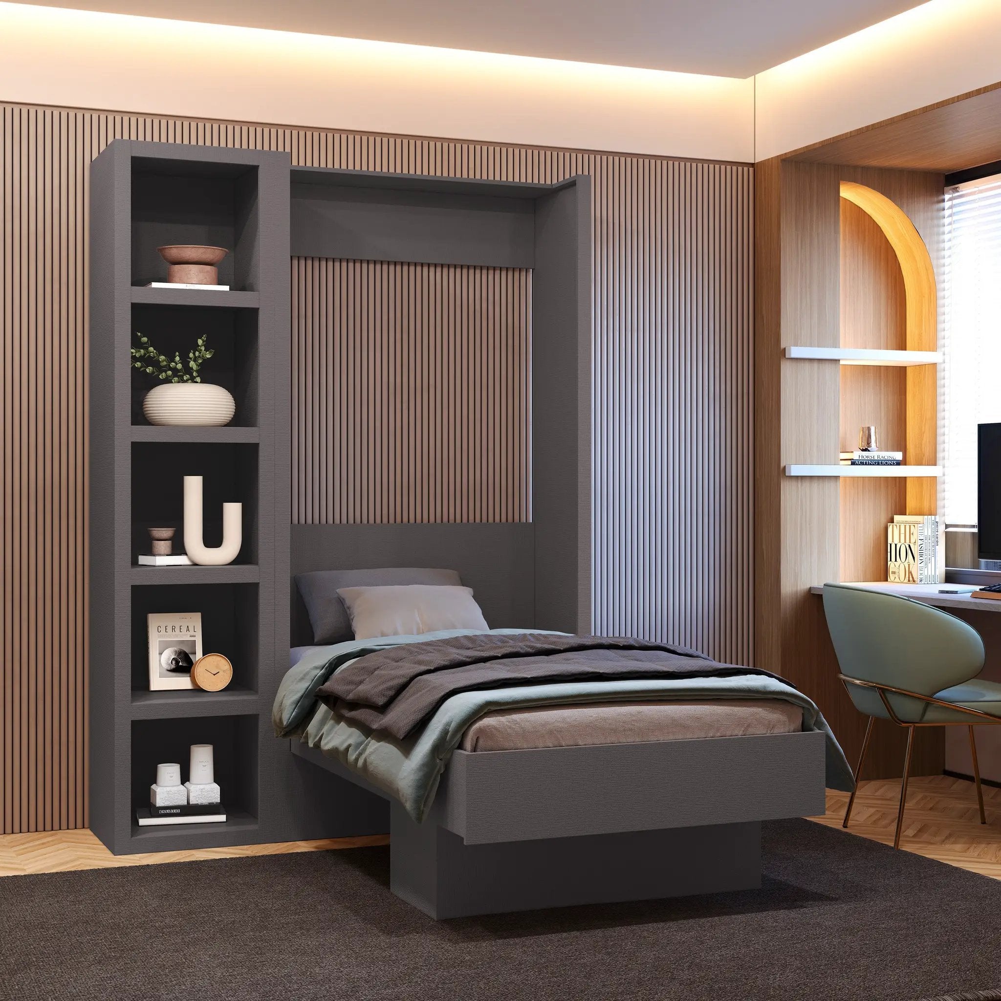 Dark Grey 91-in Tall Wooden Bookcase Shelf by Sharicks