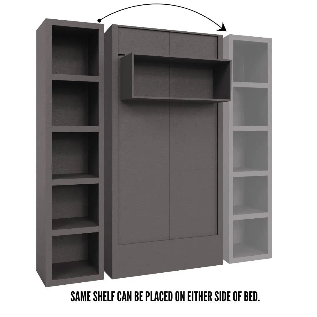 Easy-Lift Twin Murphy Wall Bed in Dark Grey with Bookshelf by Sharicks