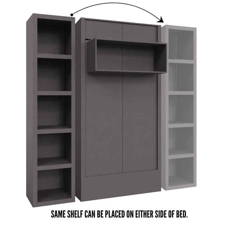 Easy-Lift Twin Murphy Wall Bed in Dark Grey with Bookshelf by Sharicks