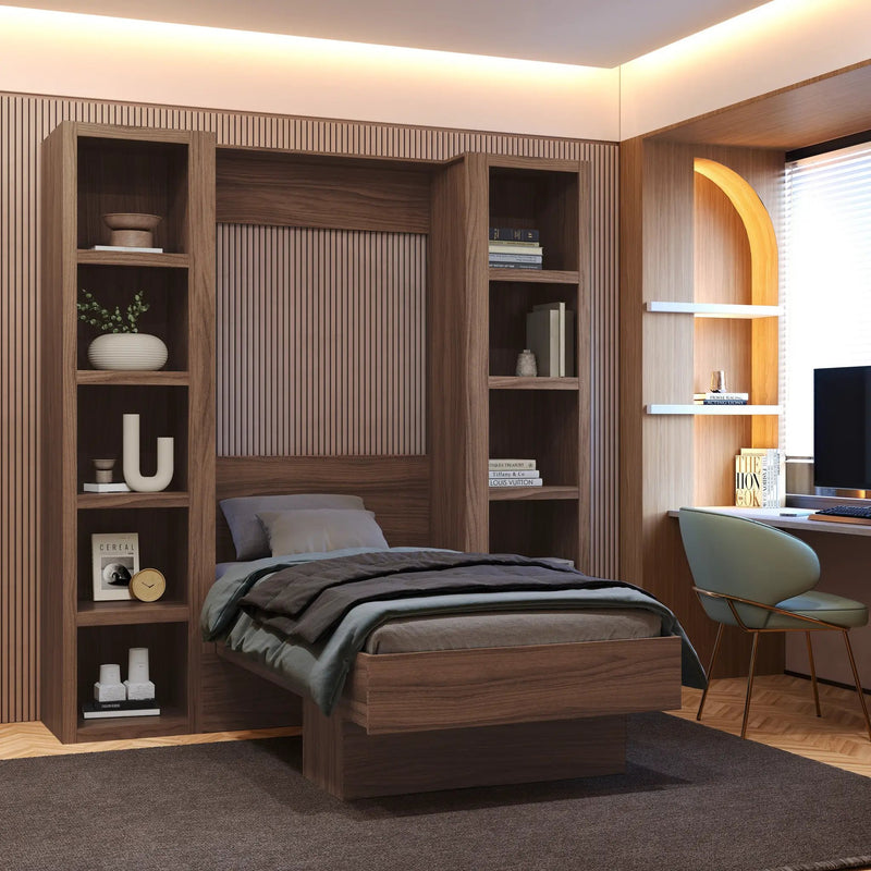 Brown Natural Wood Grain 84-in Tall Wooden Bookcase Shelf by Sharicks