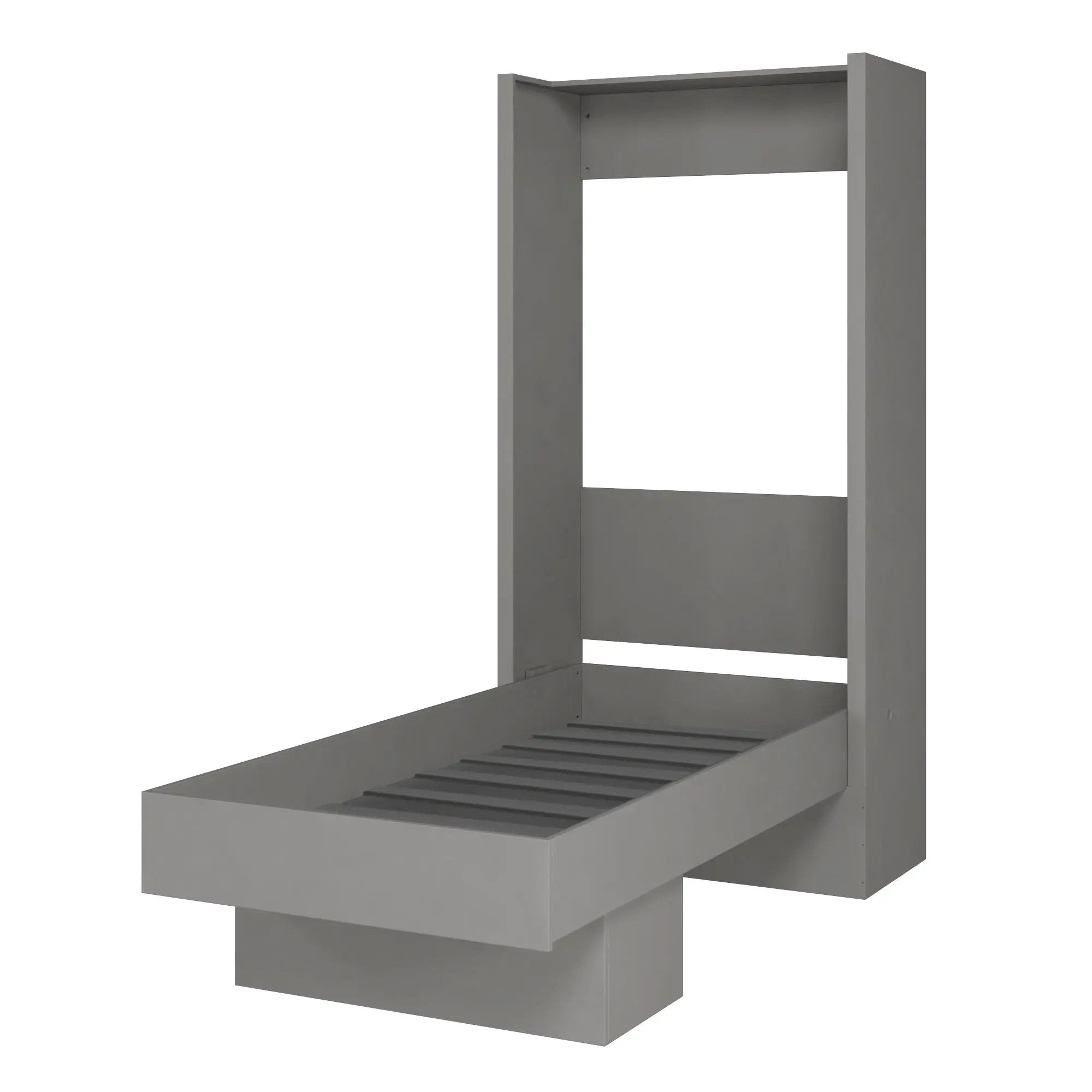 Easy-Lift Twin Murphy Wall Bed in Grey with Shelf by Sharicks