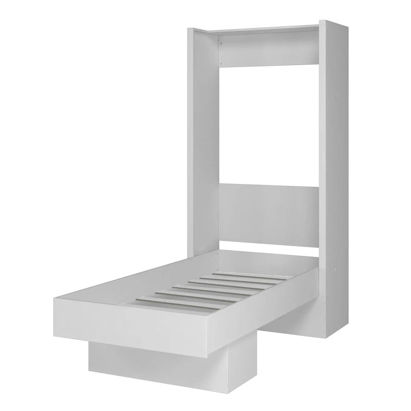 Easy-Lift Twin Murphy Wall Bed in White with Shelf by Sharicks