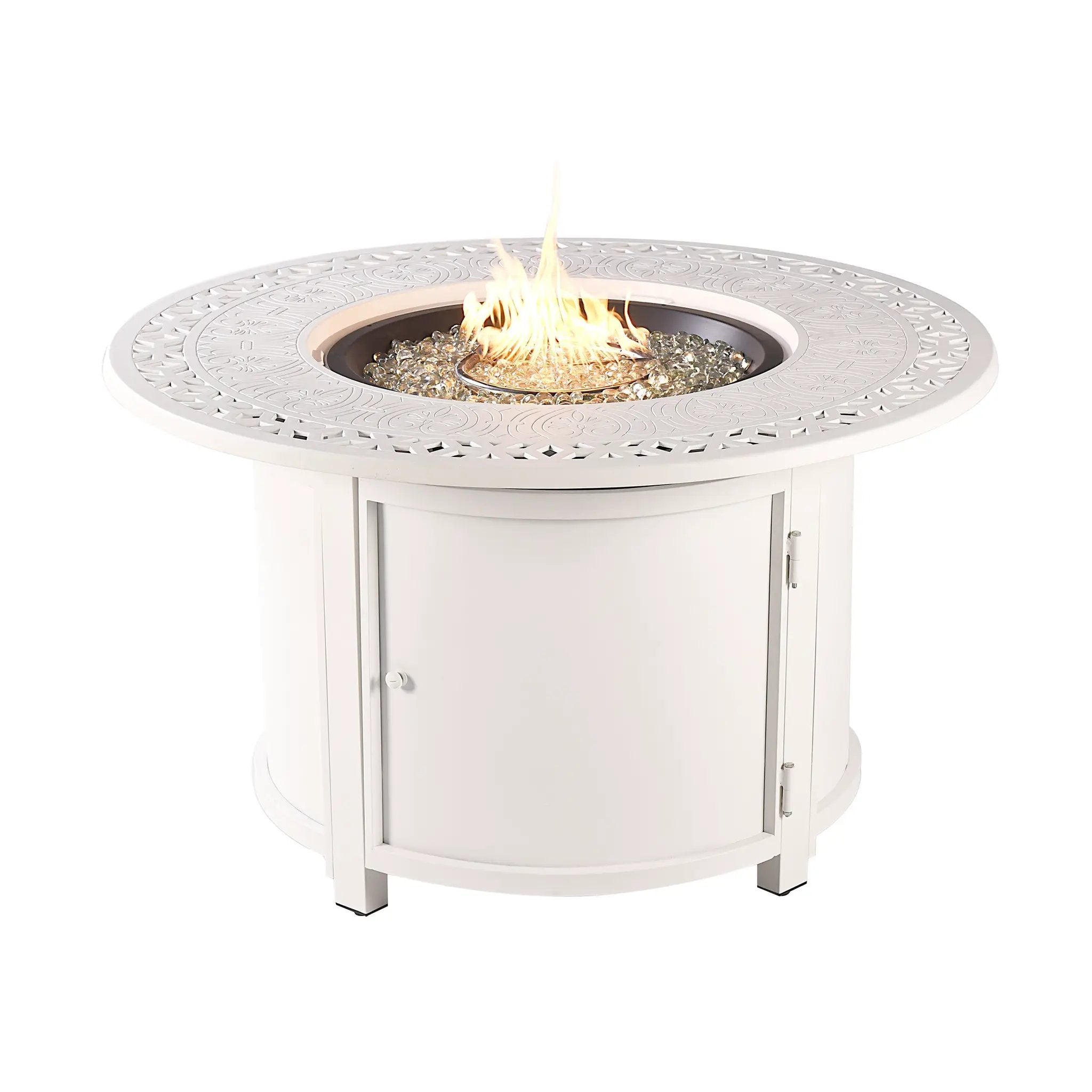Aluminum 44-in Round Propane Fire Table with Beads, Covers and Lid by Sharicks