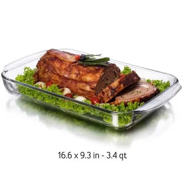 3 Piece Transparent Glass Casserole Baking Dish Set by HomePacific