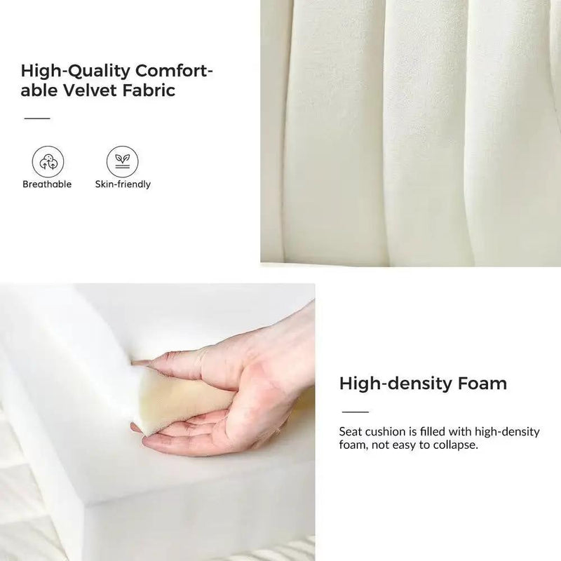 Ivory White Velvet Upholstered Wingback Accent Side Chair with Gold Metal Legs by HomePacific