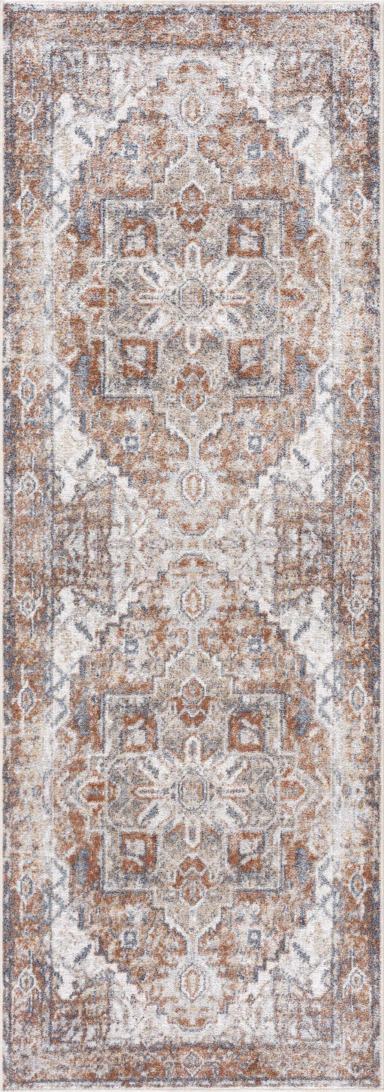 Rust Hera Washable Area Rug - Clearance by Boutique Rugs
