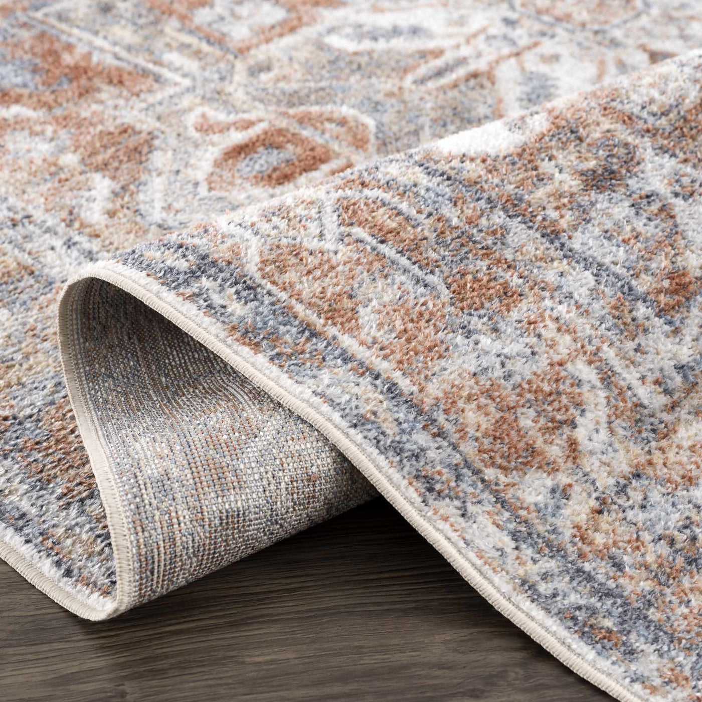 Rust Hera Washable Area Rug - Clearance by Boutique Rugs