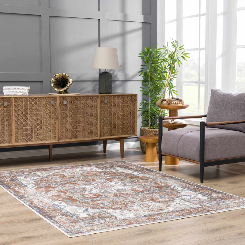 Rust Hera Washable Area Rug - Clearance by Boutique Rugs