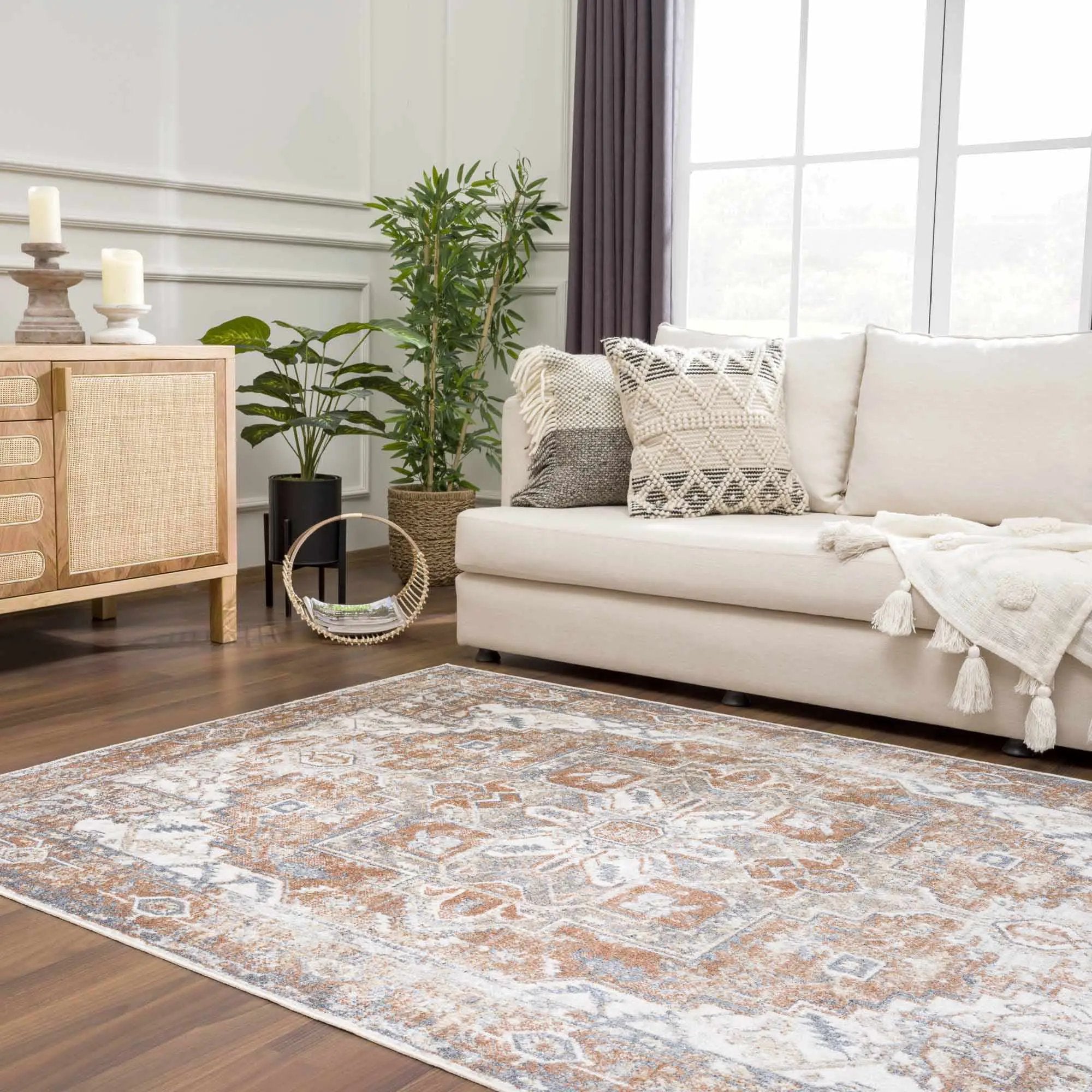 Rust Hera Washable Area Rug - Clearance by Boutique Rugs