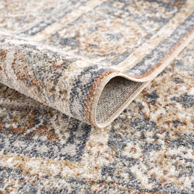 Arias Beige Blue Washable Area Rug by Hauteloom