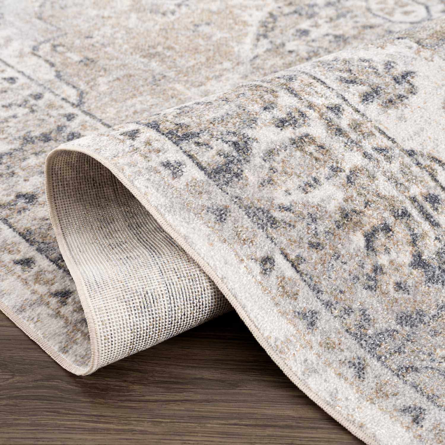 Rudo Beige Flat Pile Washable Rug by Boutique Rugs