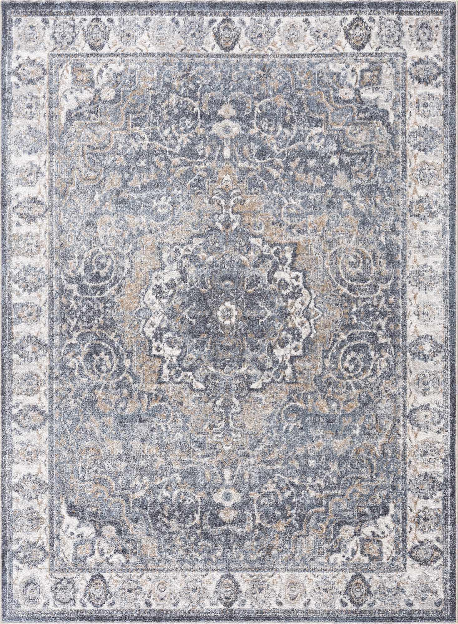 Aurum Blue Washable Area Rug by Hauteloom