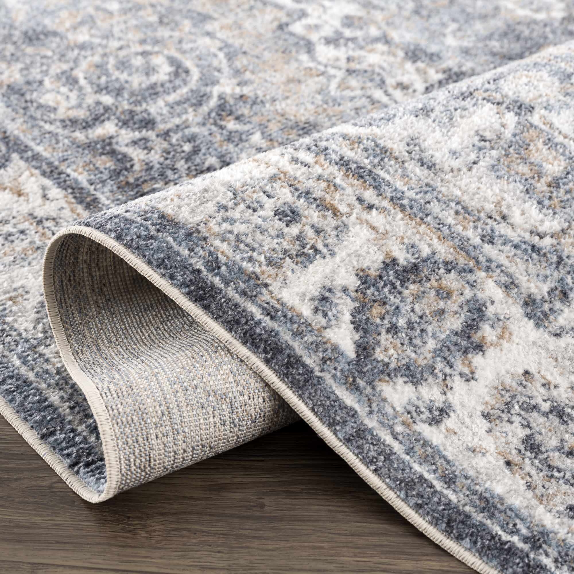 Aurum Blue Washable Area Rug by Hauteloom