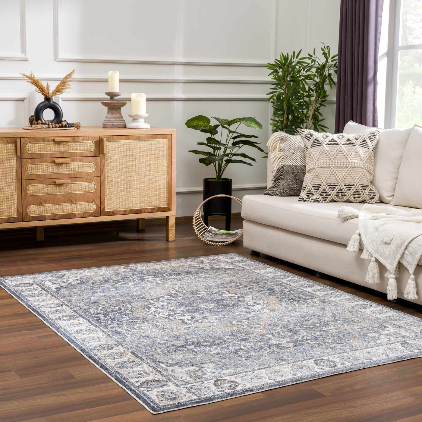 Aurum Blue Washable Area Rug by Boutique Rugs
