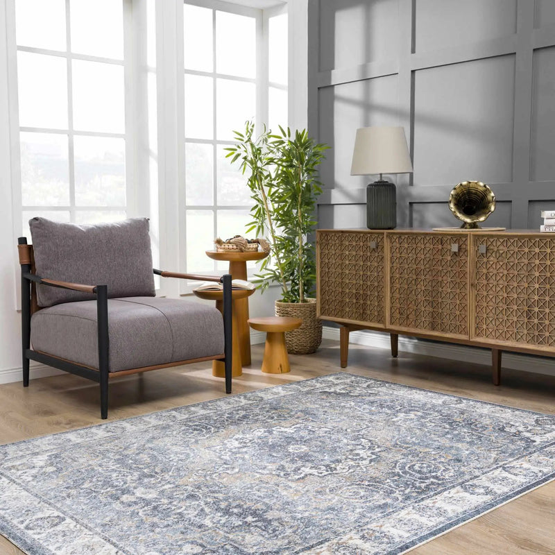 Aurum Blue Washable Area Rug by Boutique Rugs