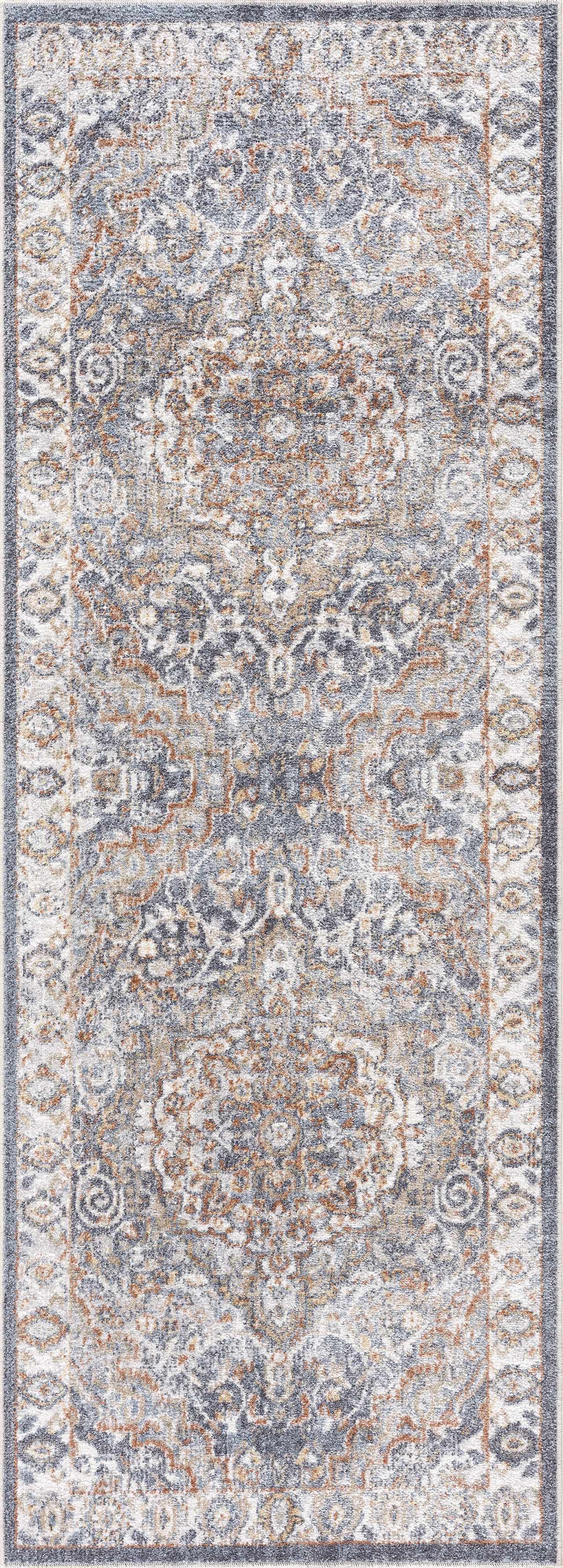 Aurum Blue & Beige Washable Area Rug by Hauteloom