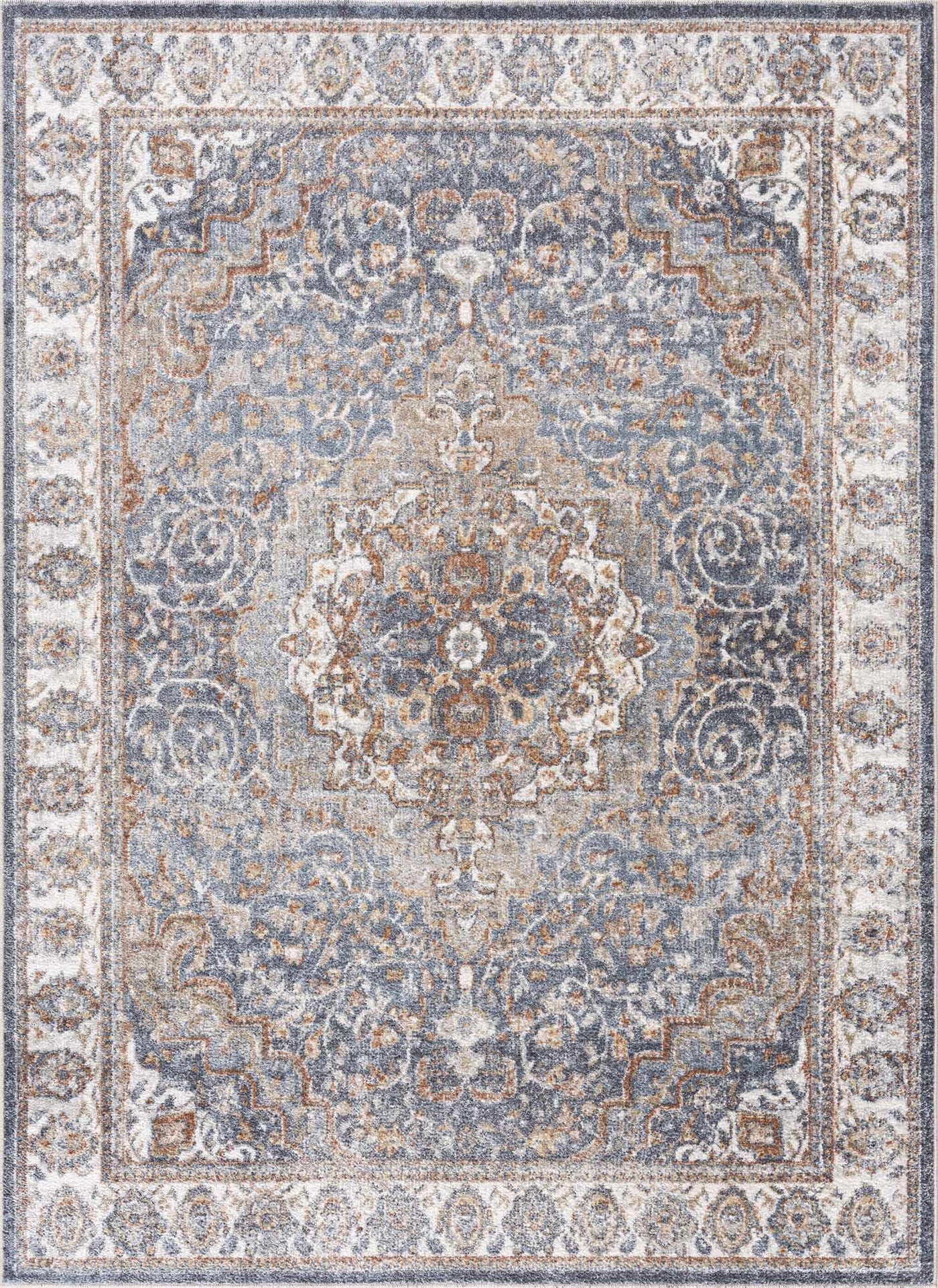 Aurum Blue & Beige Washable Area Rug - Clearance by Boutique Rugs