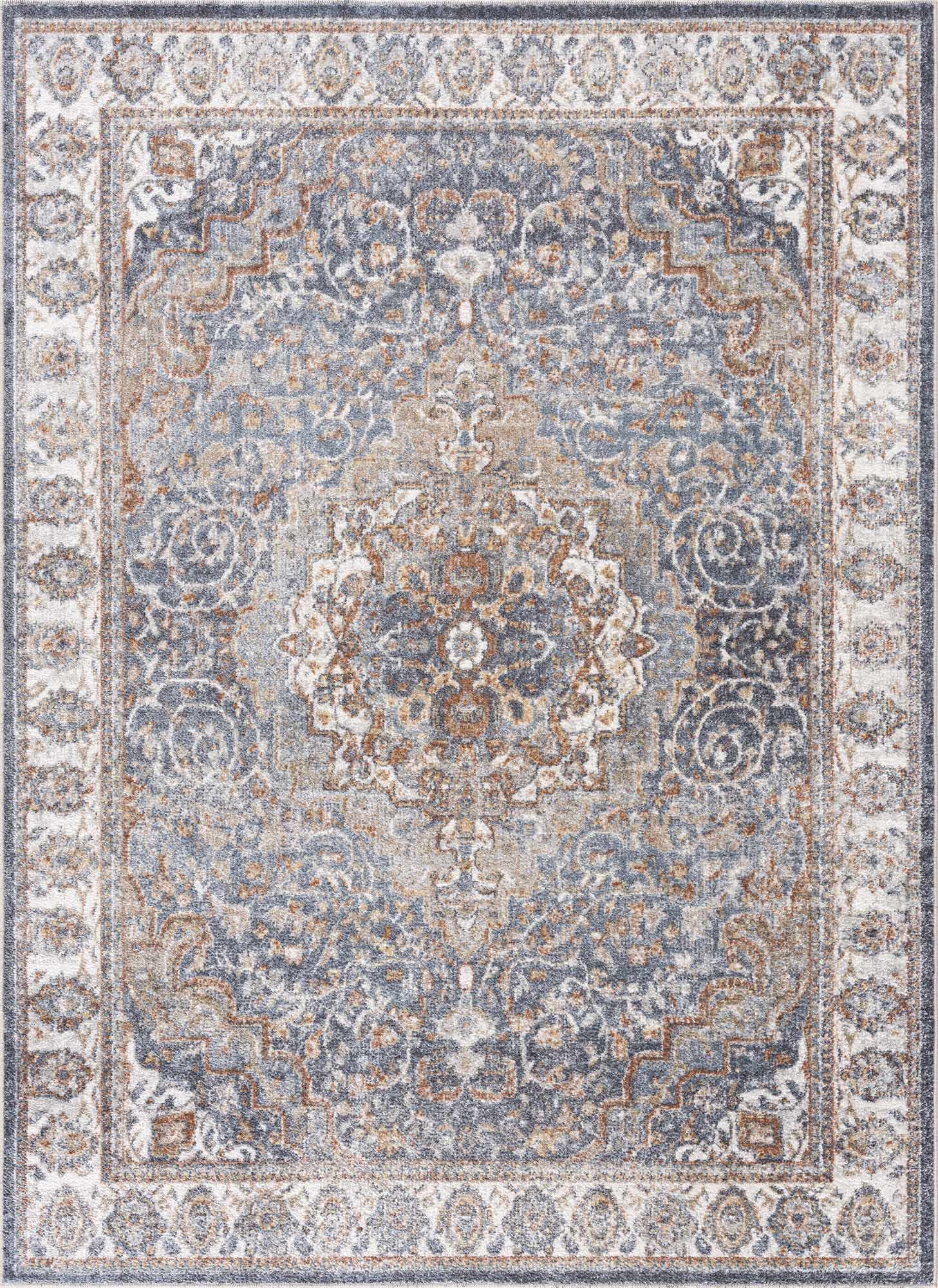 Aurum Blue & Beige Washable Area Rug - Clearance by Boutique Rugs