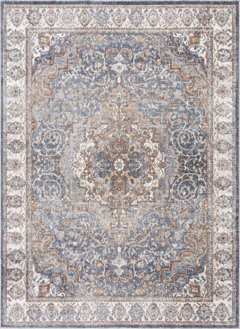 Aurum Blue & Beige Washable Area Rug - Clearance by Boutique Rugs