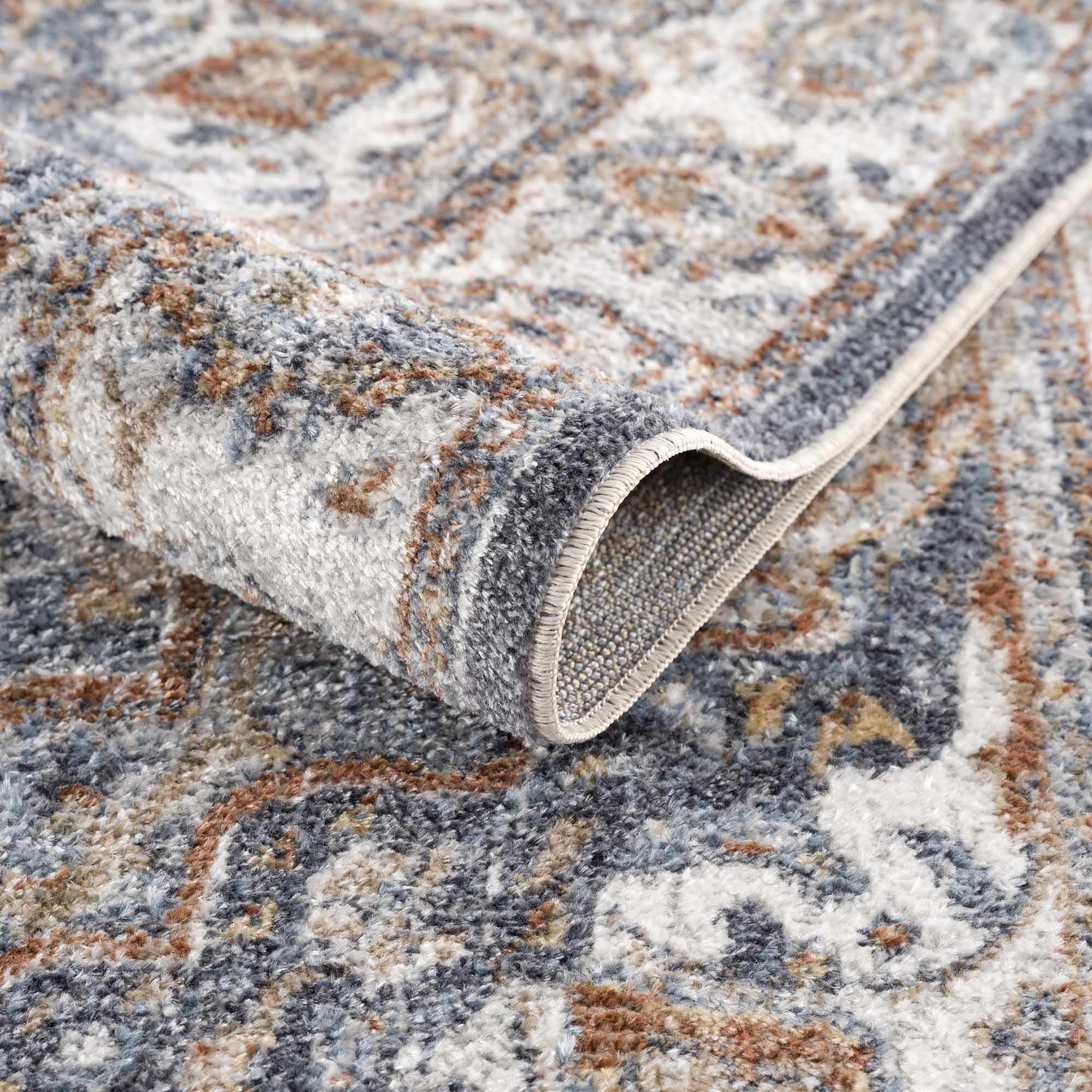 Aurum Blue & Beige Washable Area Rug - Clearance by Boutique Rugs