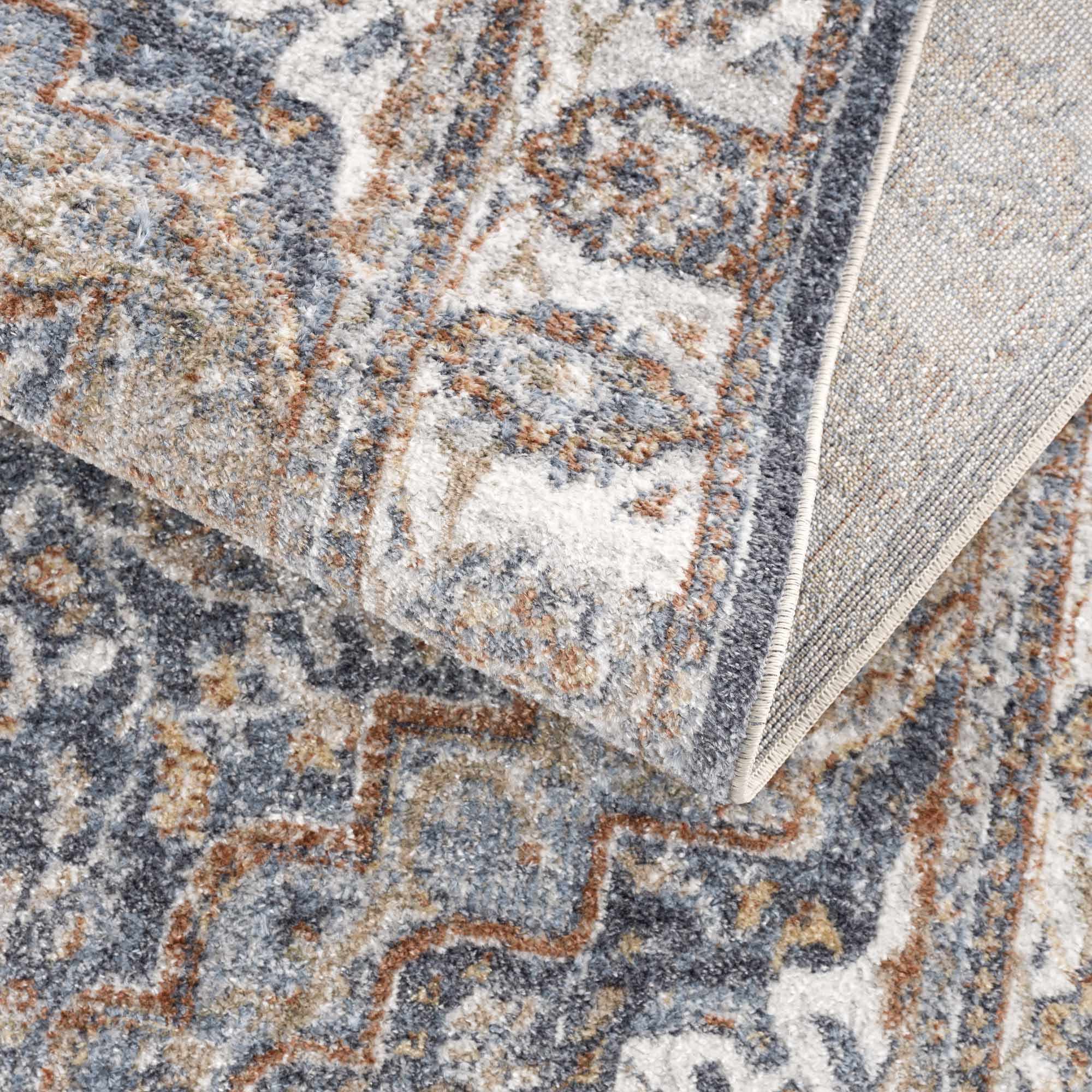 Aurum Blue & Beige Washable Area Rug - Clearance by Boutique Rugs