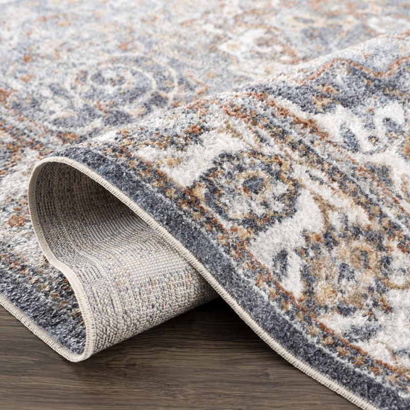 Aurum Blue & Beige Washable Area Rug by Hauteloom