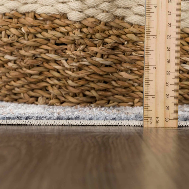 Aurum Blue & Beige Washable Area Rug by Hauteloom