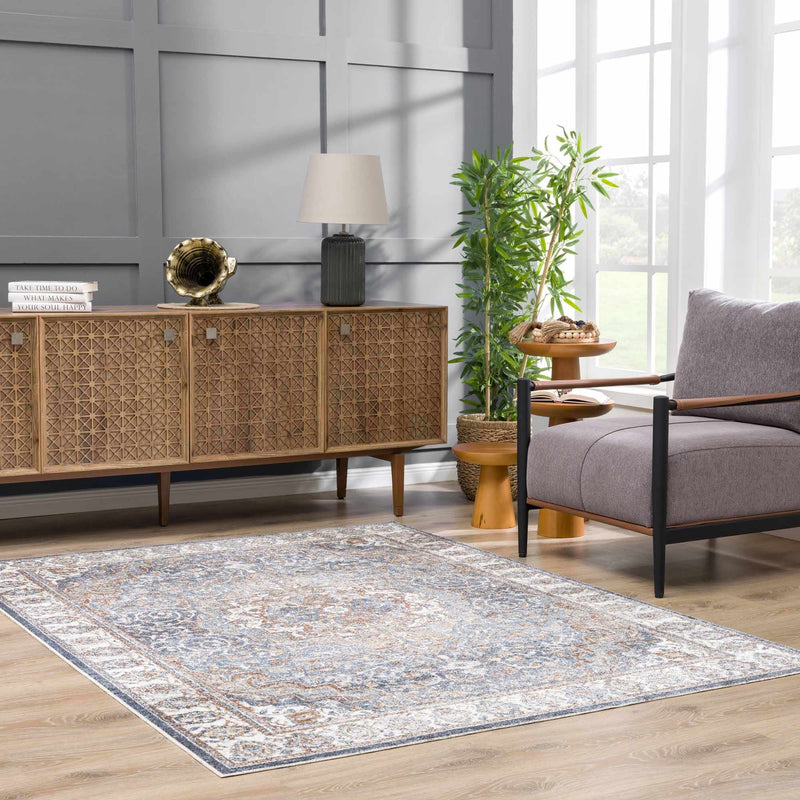 Aurum Blue & Beige Washable Area Rug - Clearance by Boutique Rugs