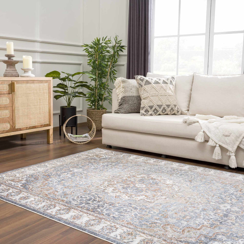 Aurum Blue & Beige Washable Area Rug - Clearance by Boutique Rugs