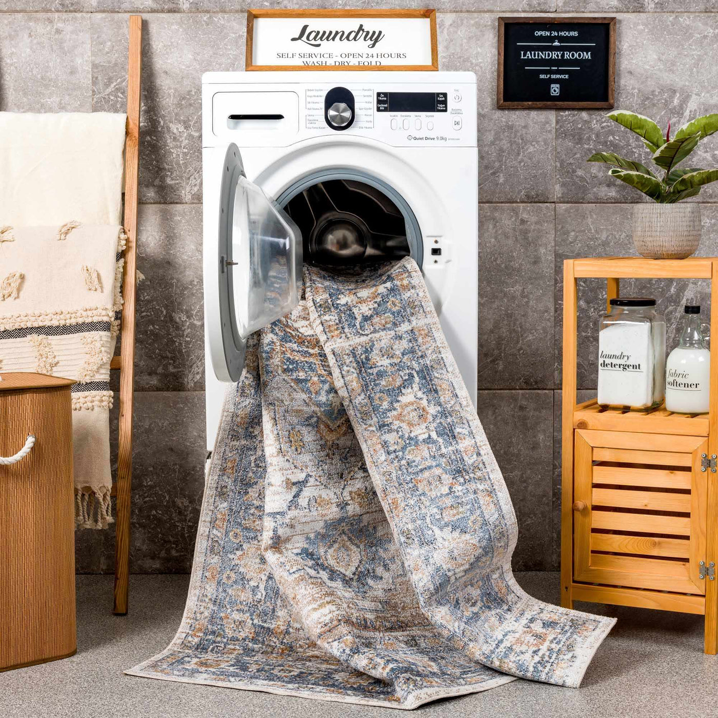 Ezri Cream Washable Area Rug by Boutique Rugs