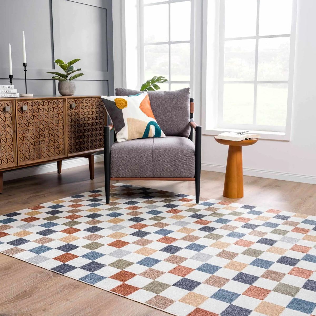 Alie Colorful Checkered Washable Rug by Hauteloom