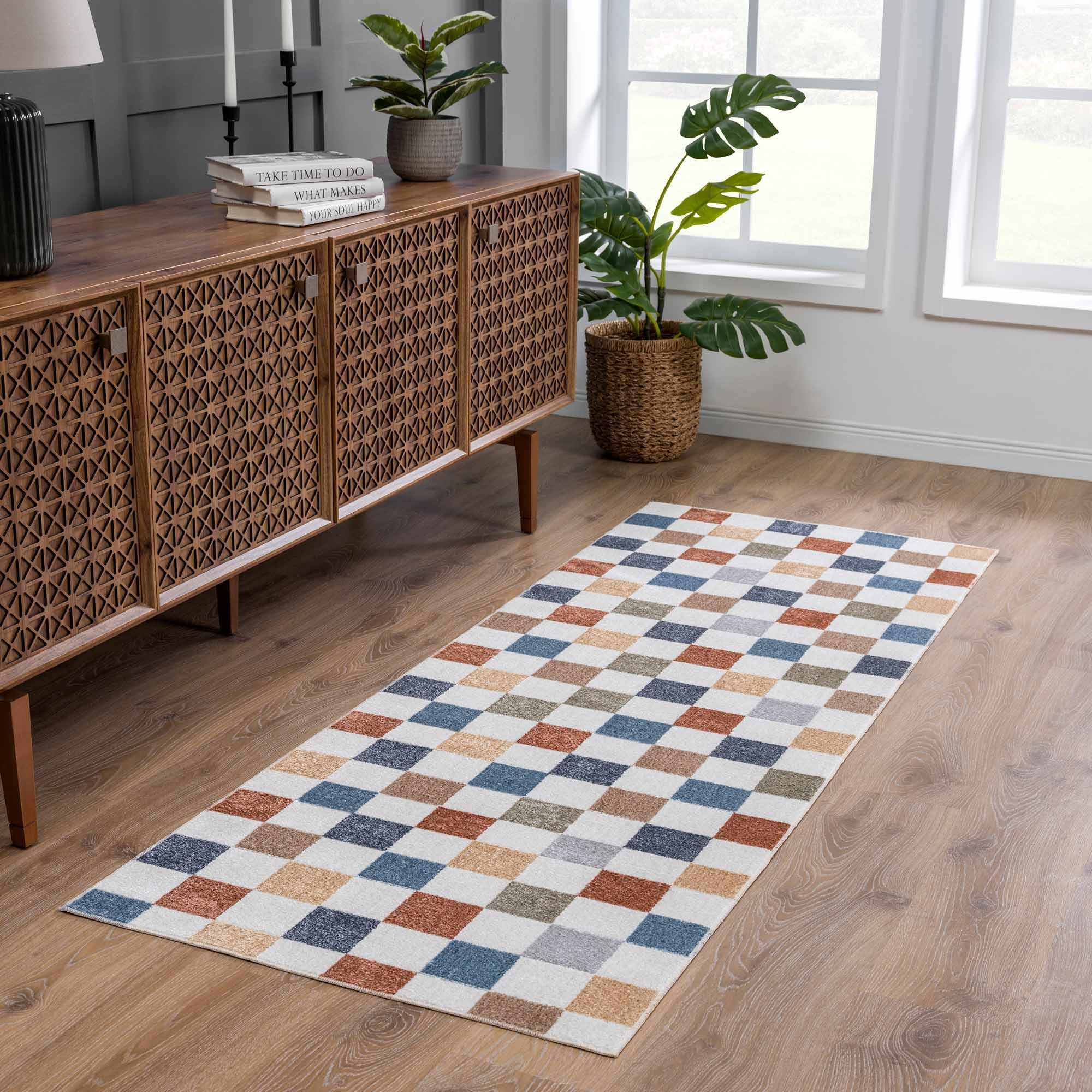 Alie Colorful Checkered Washable Rug by Hauteloom