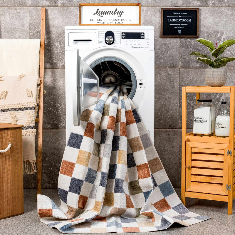 Alie Colorful Checkered Washable Rug by Boutique Rugs