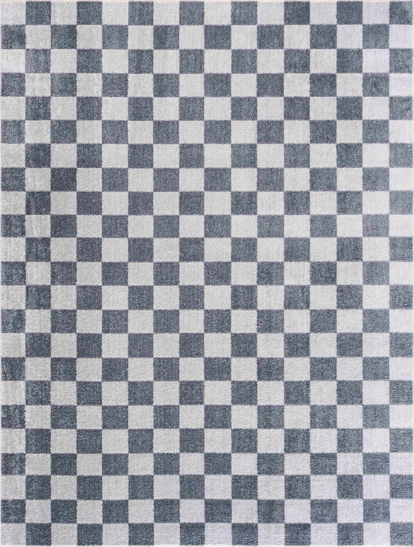 Alie Gray Checkered Washable Area Rug, photo 2 of 21