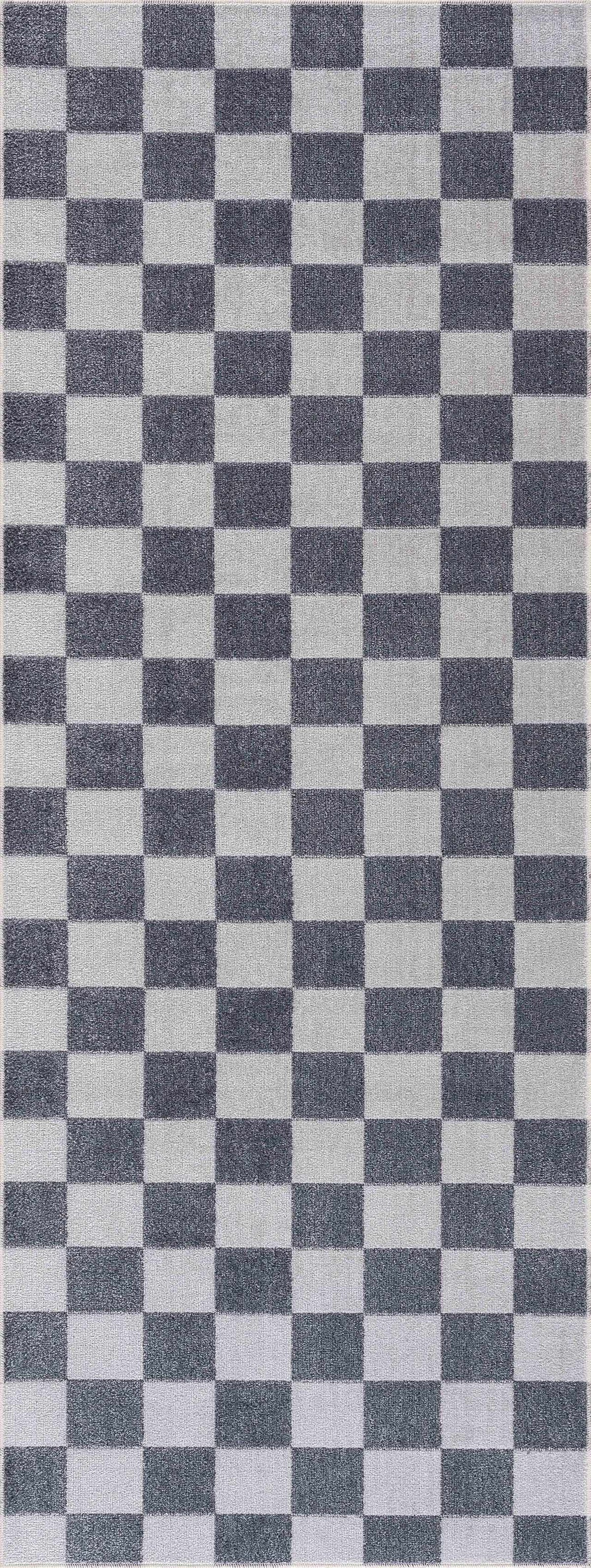 Alie Gray Checkered Washable Area Rug by Hauteloom